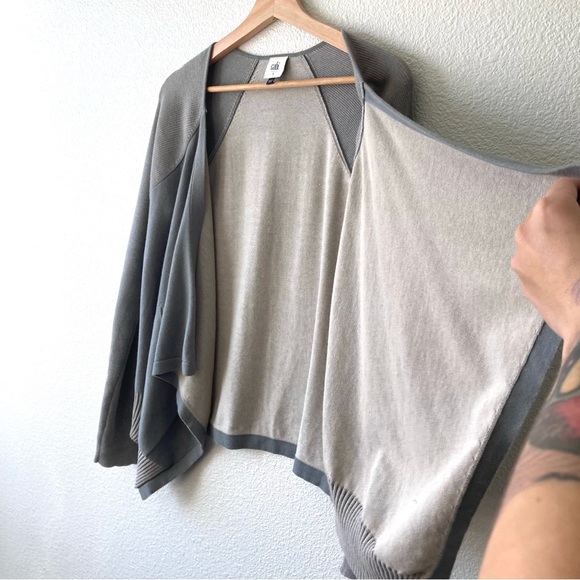 CAbi Cardigan Sweater Open Front Small Gray Cotton Ribbed Hem Minimalist - Picture 8 of 16